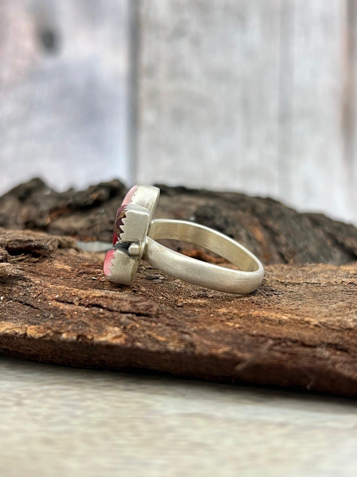 Handmade Sterling Silver Dahlia Rose Adjustable Ring with Signed Nizhoni
