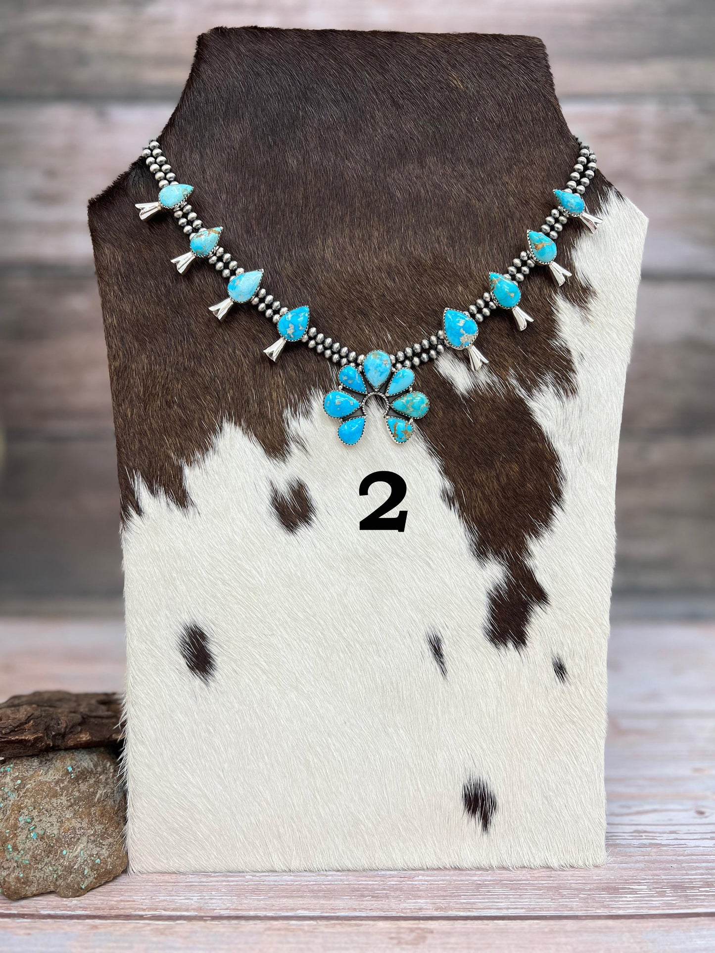 Handmade Sterling Silver White Water Beaded Squash Blossom Necklace with Signed Nizhoni