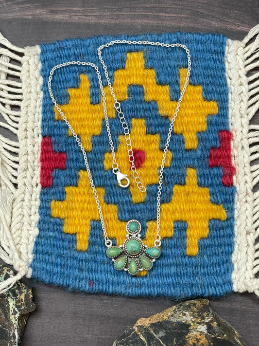 Handmade Sterling Silver Kingman Turquoise Necklace "Signed Nizhoni"