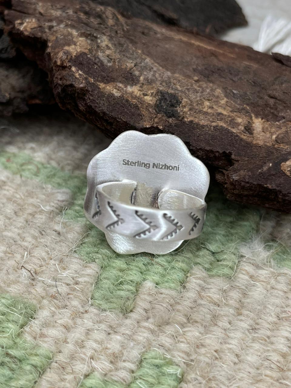 Handmade Sterling Silver Lapis Adjustable Ring "Signed Nizhoni"