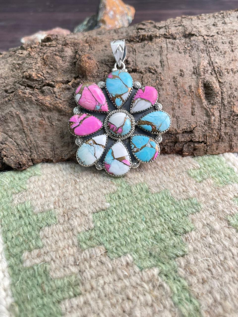 Handmade Sterling Silver Cotton Candy Pendant "Signed Nizhoni"