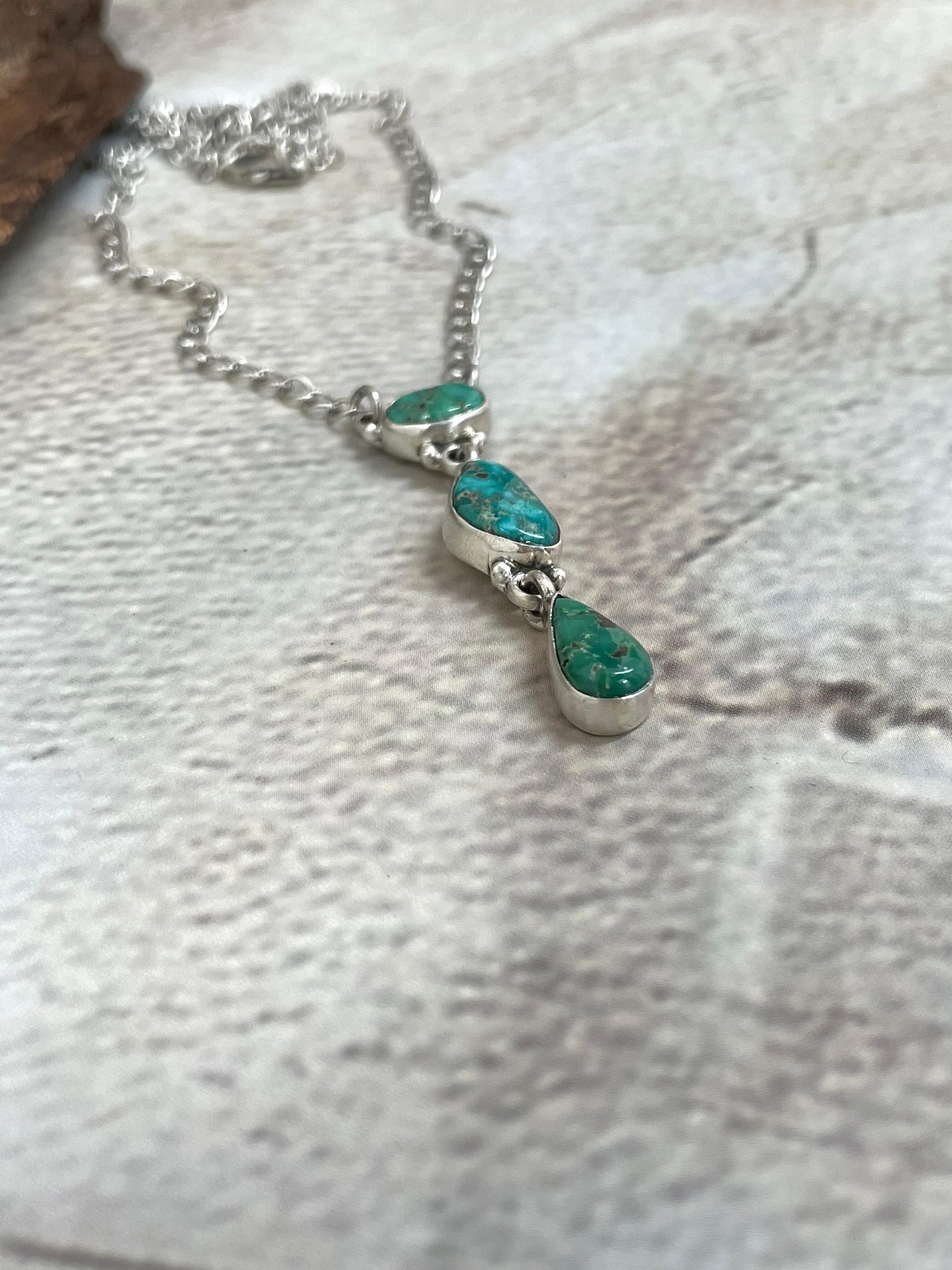 Handmade Sterling Silver Sonoran Turquoise Necklace Signed Nizhoni