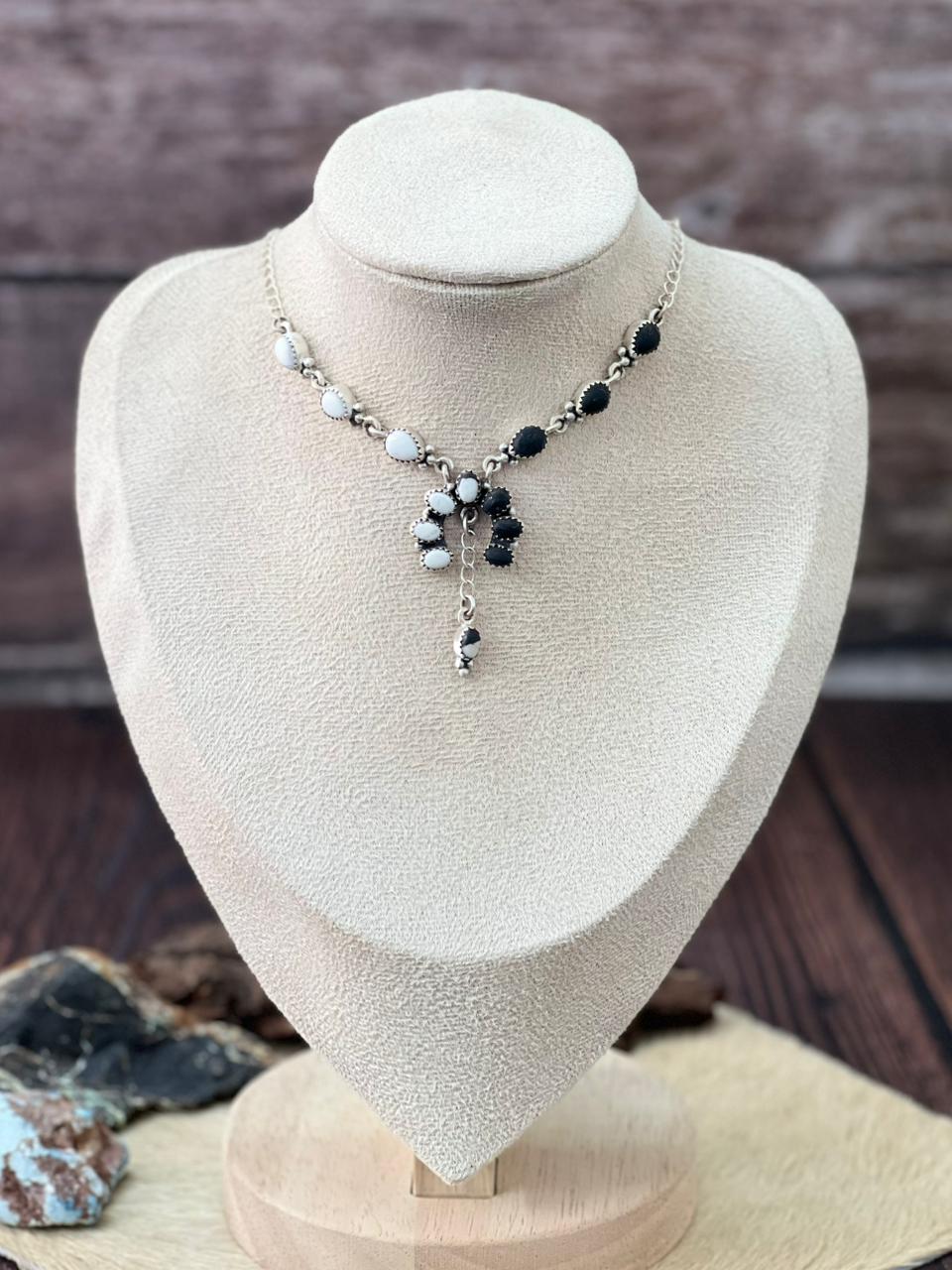 Handmade Sterling Silver White Buffalo Naja Necklace "Signed Nizhoni"