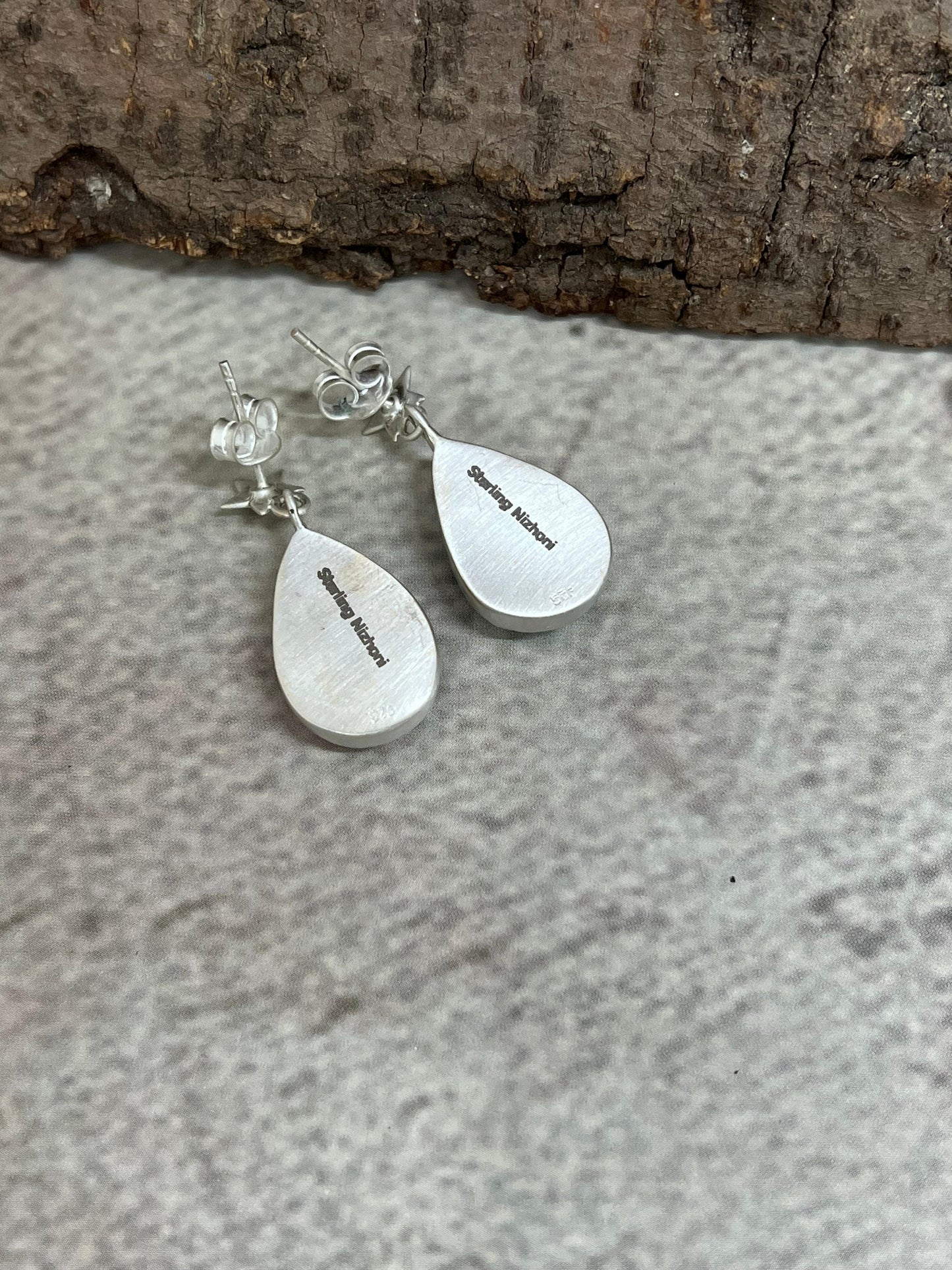 Handmade Sterling Silver Number 8 Turquoise Dangle Earrings with Signed Nizhoni (8)