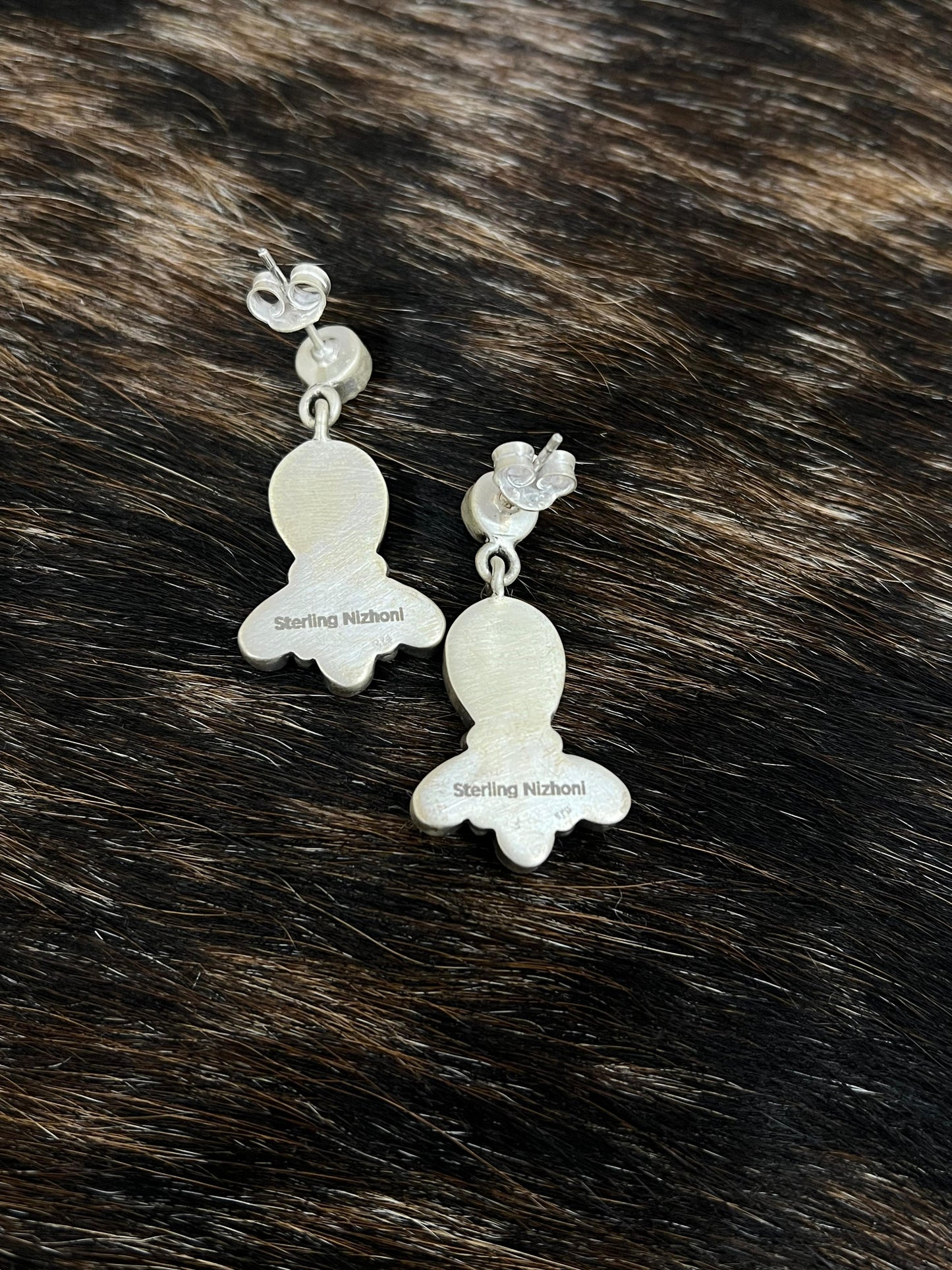 Handmade Sterling Silver Grape Dahlia With Honey Dahlia Post Studs with Signed Nizhoni