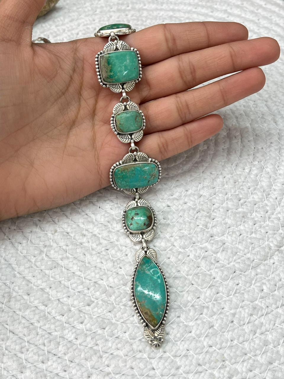 Handmade Sterling Silver Mantis Turquoise Necklace "Signed Nizhoni"