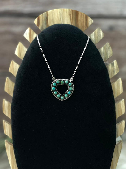 Handmade Sterling Silver Kingman Turquoise  Necklace "Signed Nizhoni"