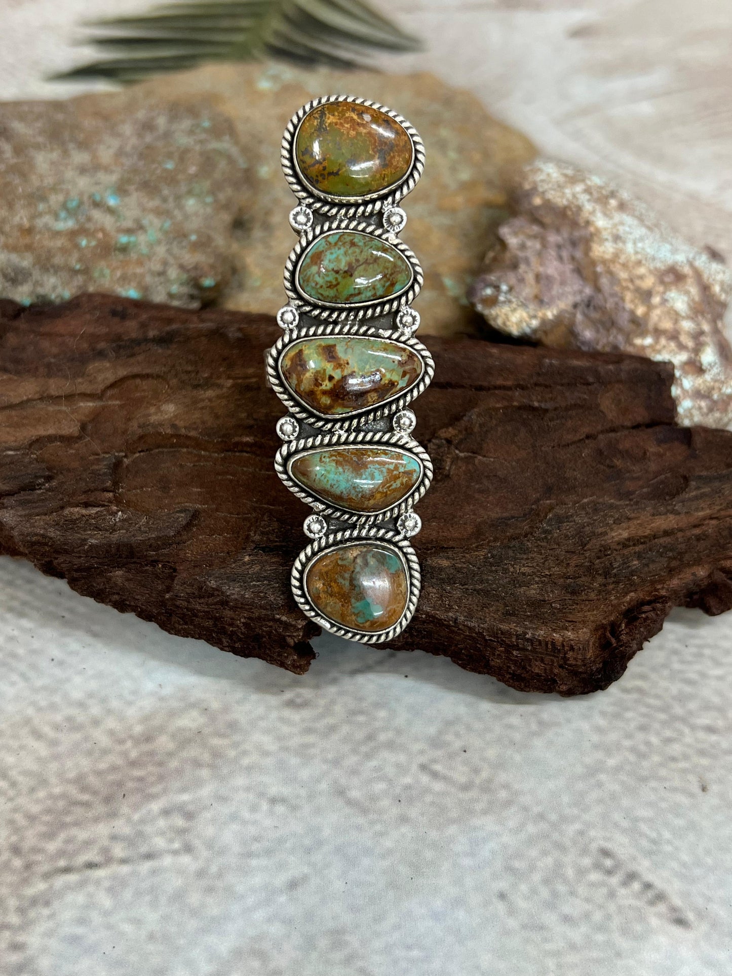 Handmade Sterling Silver Old Stock Royston Turquoise Adjustable Ring Signed Nizhoni