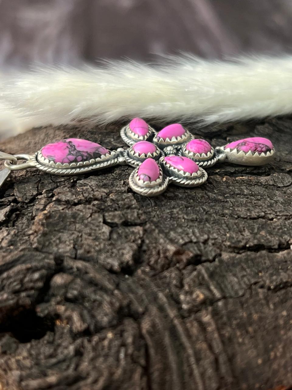 Handmade Sterling Silver Cherry Blossom Pendant "Signed Nizhoni"