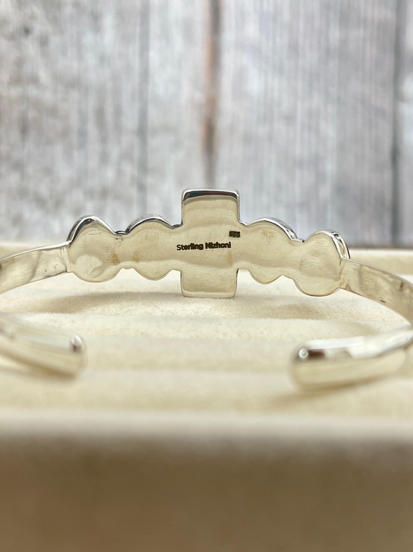 Handmade Sterling Silver Rose Dahlia with Druzy Bracelet with Signed Nizhoni