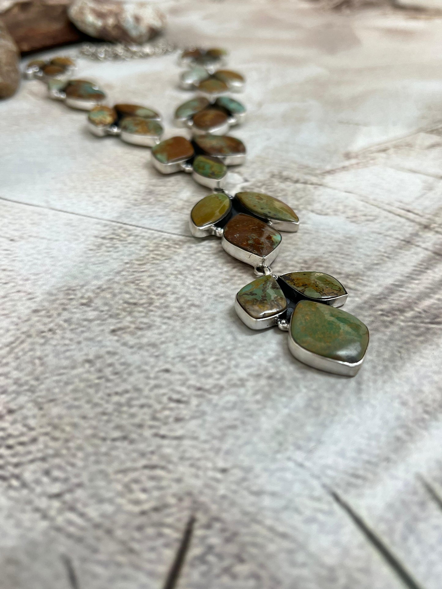 Handmade Sterling Silver Old Stock Royston Turquoise Necklace Signed Nizhoni