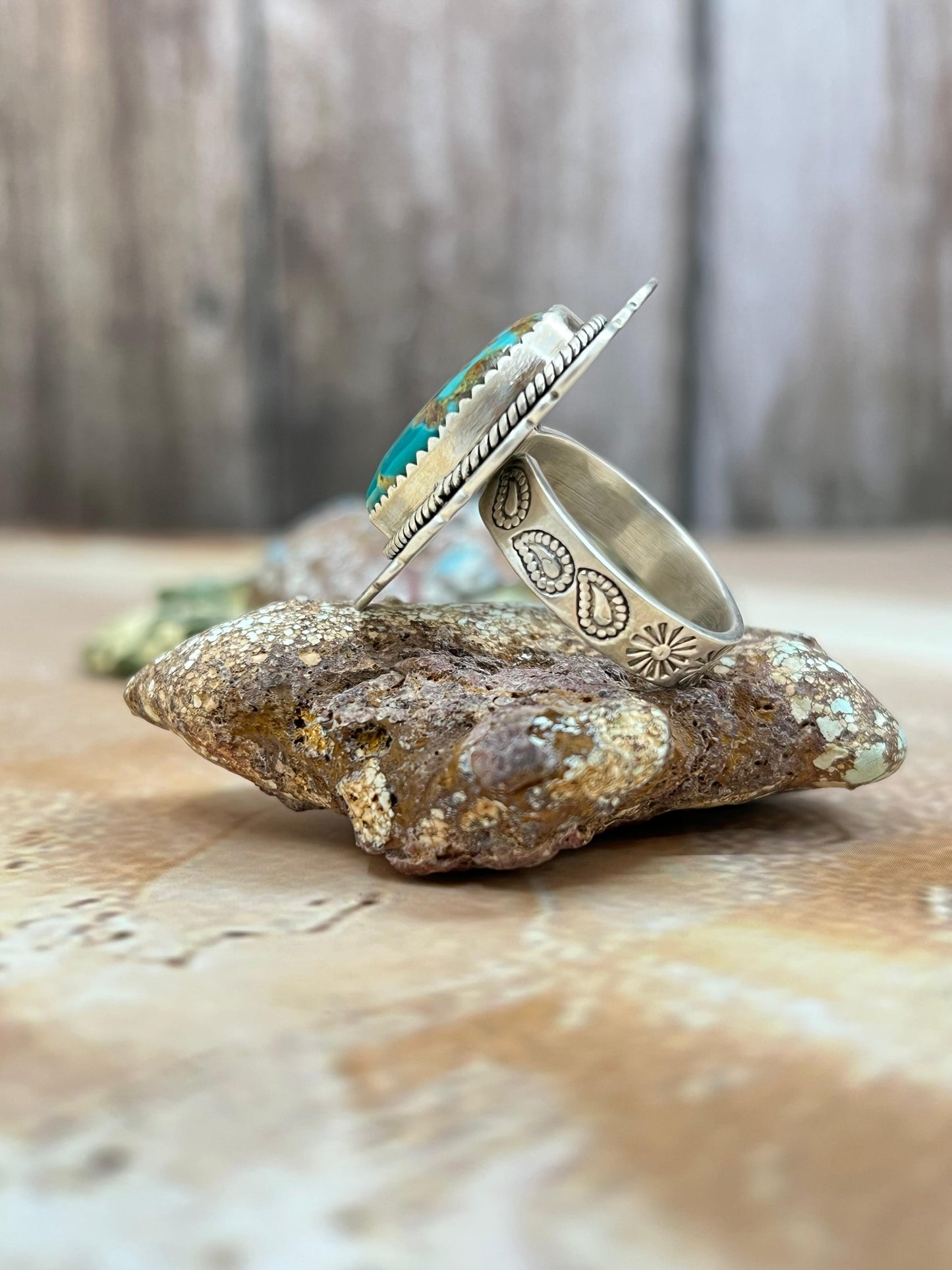 Handmade Sterling Silver Hardy Pit Adjustable Ring with Signed Nizhoni