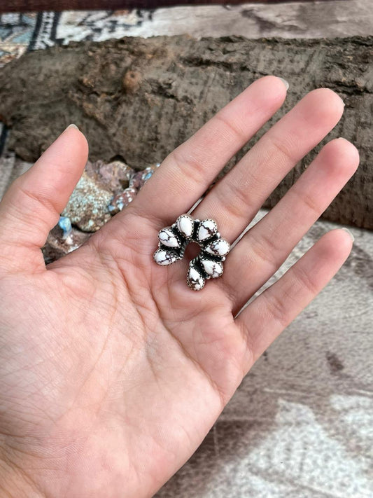 Handmade Sterling Silver Wild Horse Magnesite Naja Adjustable Ring "Signed Nizhoni"