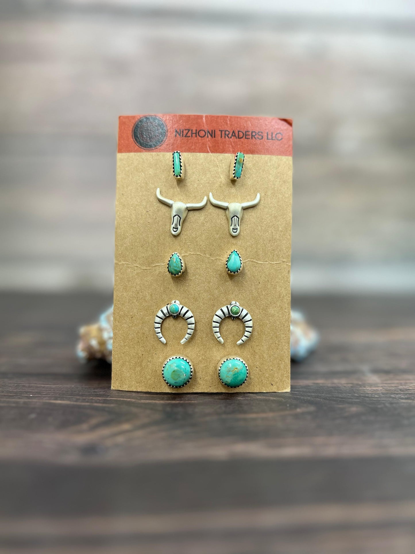 Handmade Sterling Silver and Kingman Turquoise Post Signed Nizhoni