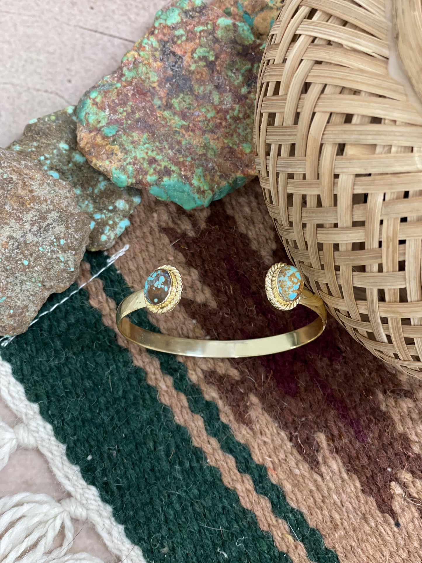 “The Golden Collection” Handmade Natural Gold Plated Number 8 Turquoise Bracelet