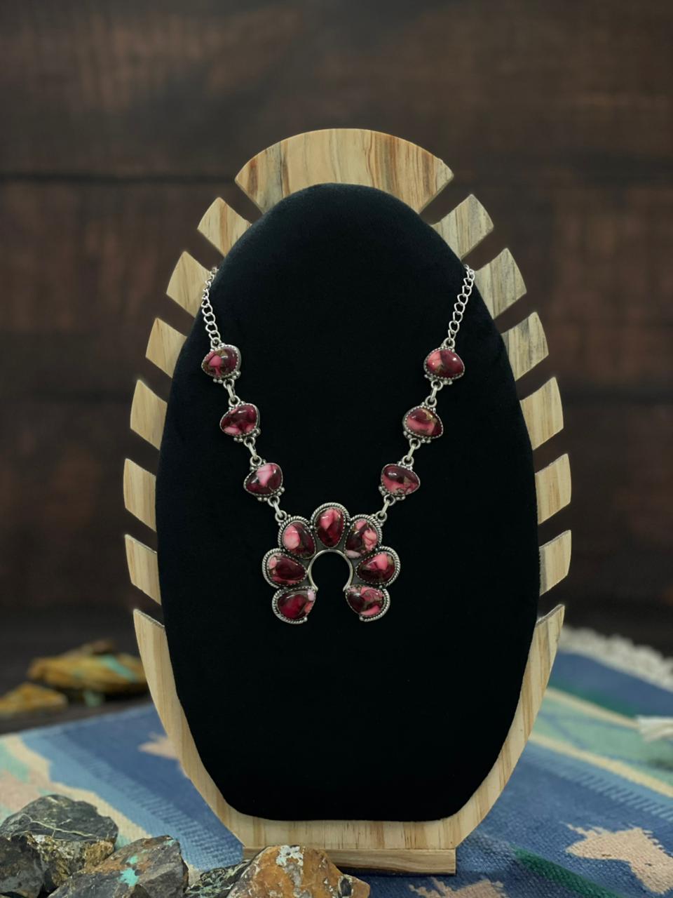 Handmade Sterling Silver Dahlia Rose Naja Necklace "Signed Nizhoni"