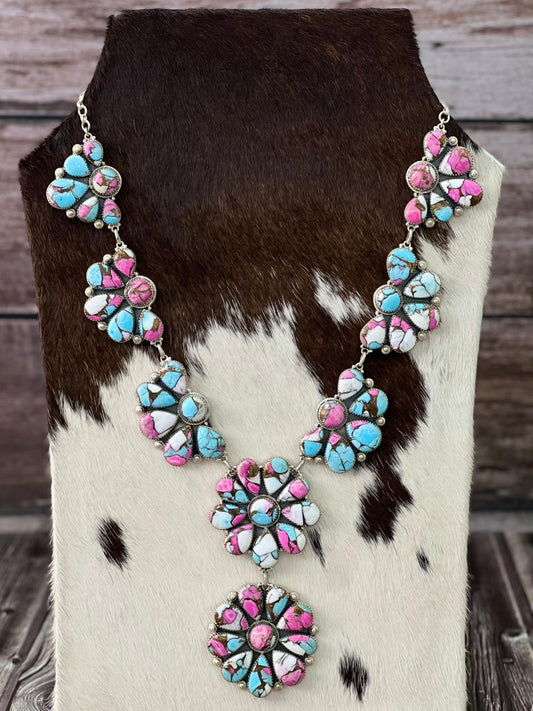 Handmade Sterling Silver Cotton Candy Necklace "Signed Nizhoni"