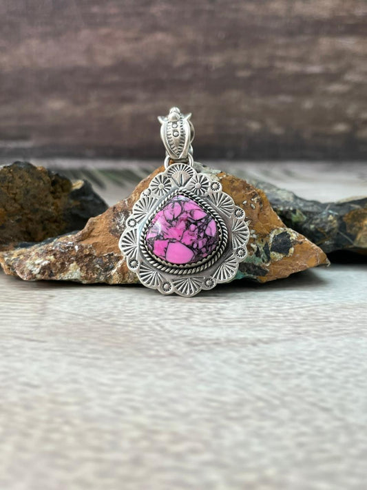 Handmade Sterling Silver Cherry Blossom Pendant "Signed Nizhoni"