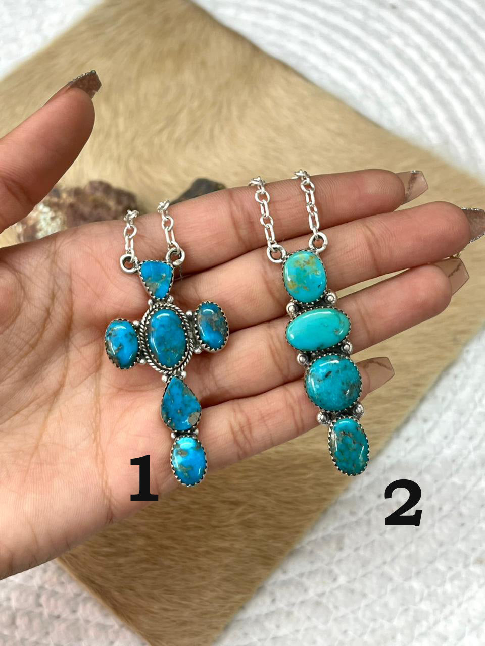 Handmade Sterling Silver Arizona Blue Turquoise Necklace "Signed Nizhoni"