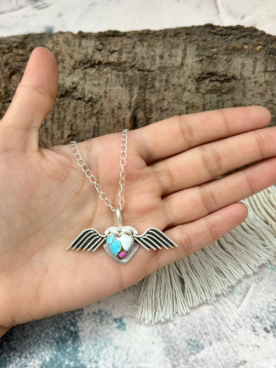 Handmade Sterling Silver Cotton Candy Necklace "Signed Nizhoni"
