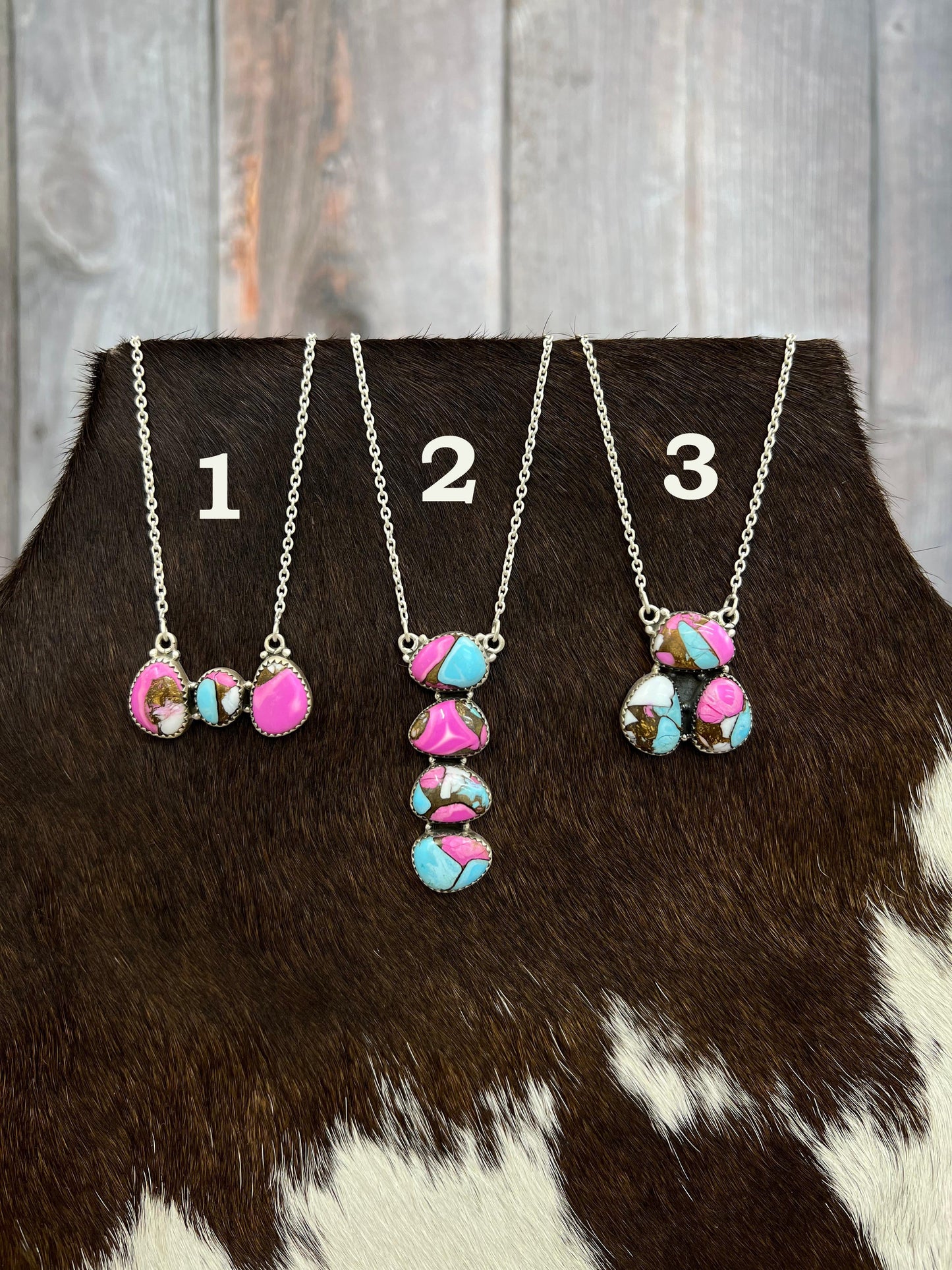 Handmade Sterling Silver Cotton Candy Turquoise Necklace with Signed Nizhoni