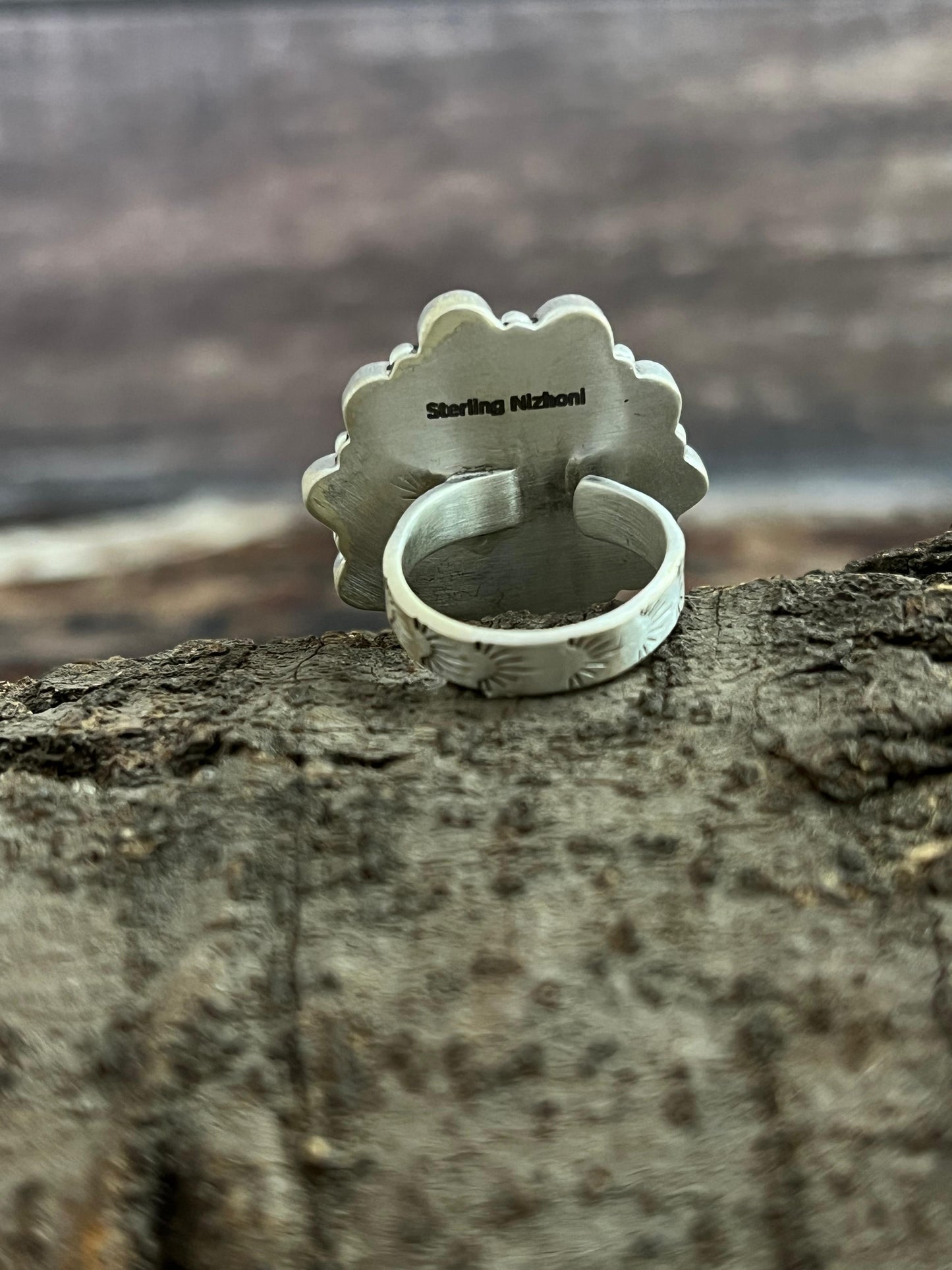 Handmade Sterling Silver Sonoran Mountain Turquoise, Palomino Turquoise Adjustable Ring, Signed Nizhoni (9)