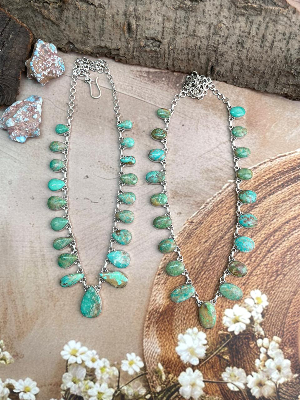 Handmade Sterling Silver Mantis Turquoise Necklace with Signed Nizhoni