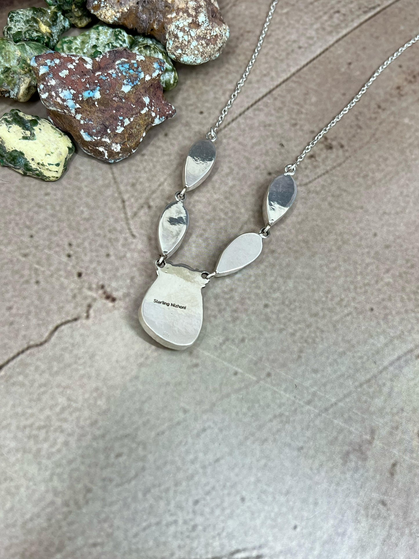 Handmade Sterling Silver Honey Dahlia Necklace with Signed Nizhoni (4)