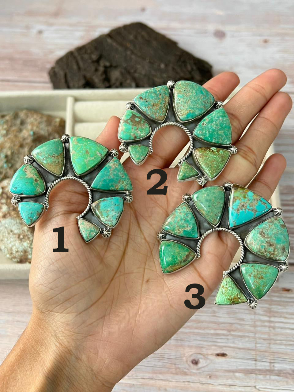 Handmade Sterling Silver Mantis Turquoise Naja Adjustable Ring With Signed Nizhoni