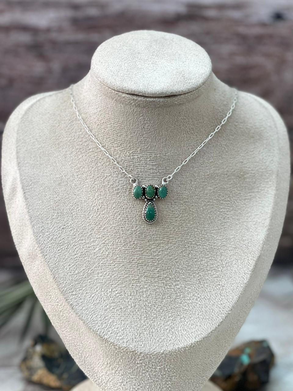 Handmade Sterling Silver Kingman Turquoise  Necklace "Signed Nizhoni"
