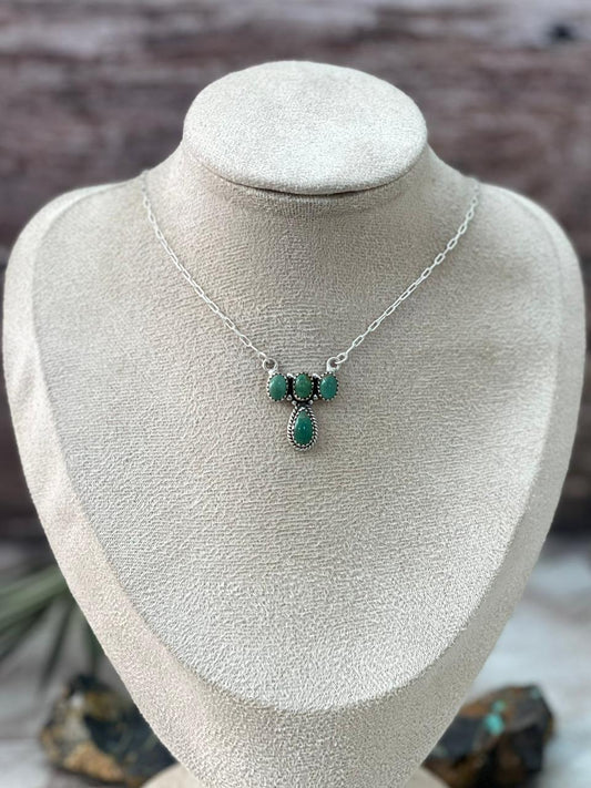 Handmade Sterling Silver Kingman Turquoise Necklace "Signed Nizhoni"
