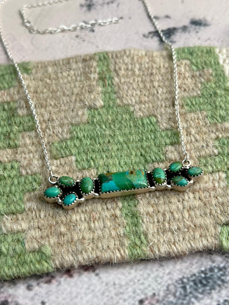 Handmade Sterling Silver Kingman Turquoise  Necklace "Signed Nizhoni"