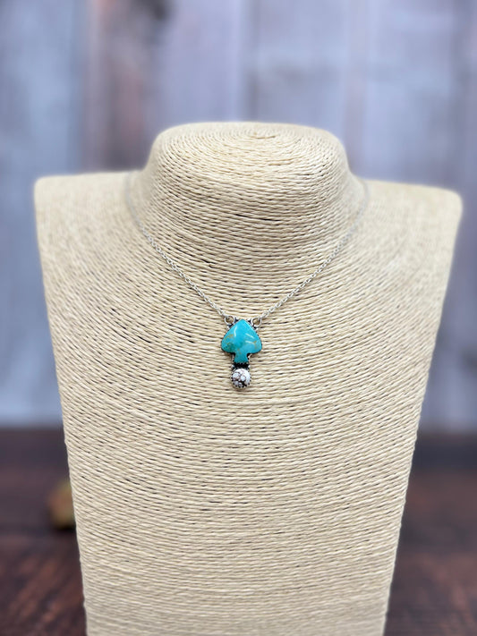 Handmade Sterling Silver Kingman, Wild Horse Turquoise Necklace with Signed Nizhoni