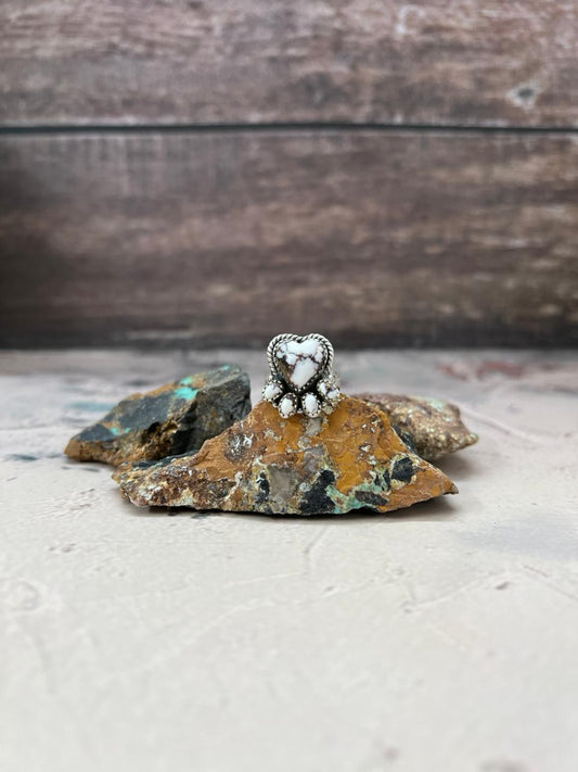 Handmade Sterling Silver Wildhorse Magnesite Adjustable Ring "Signed Nizhoni"