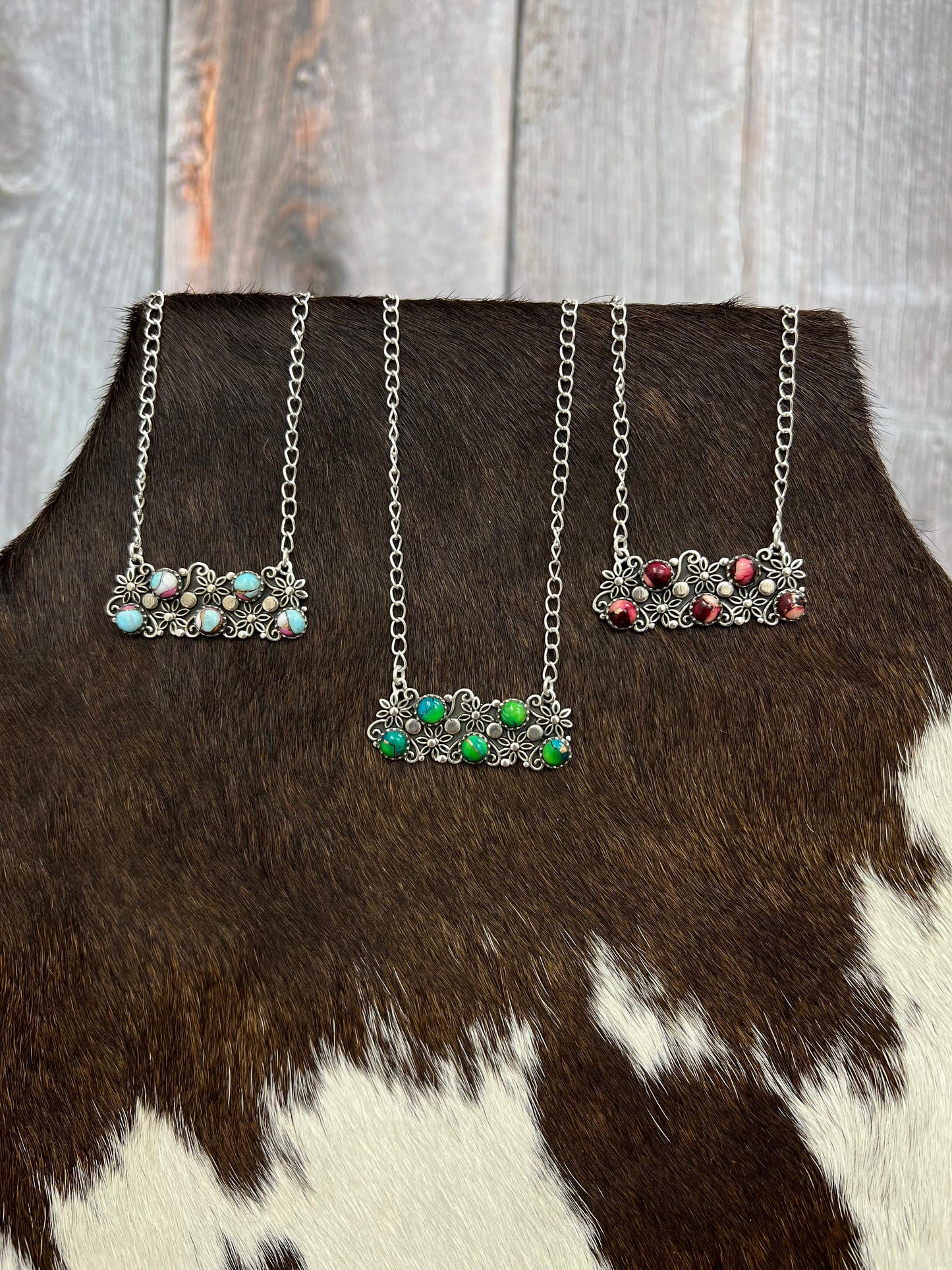 Handmade Sterling Silver Peacock Dahlia, Dahlia Rose, Cotton Candy Turquoise Necklace with Signed Nizhoni