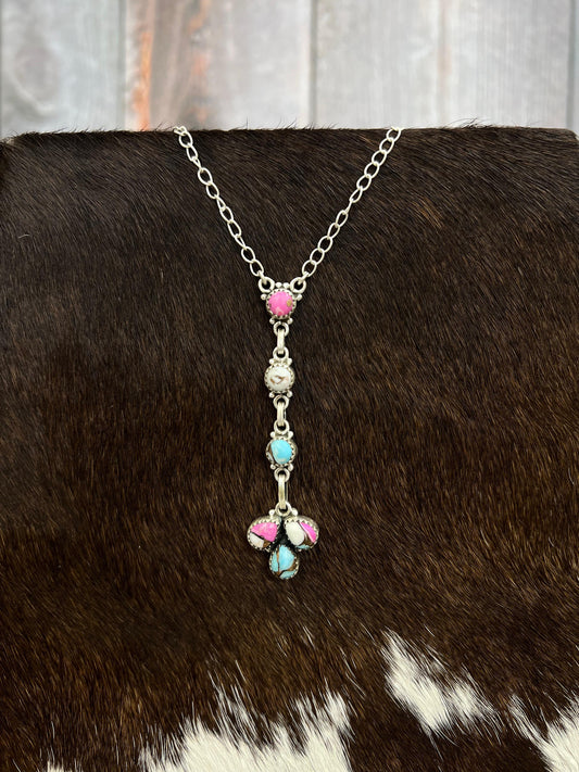 Handmade Sterling Silver Cotton Candy Necklace Signed Nizhoni (9)