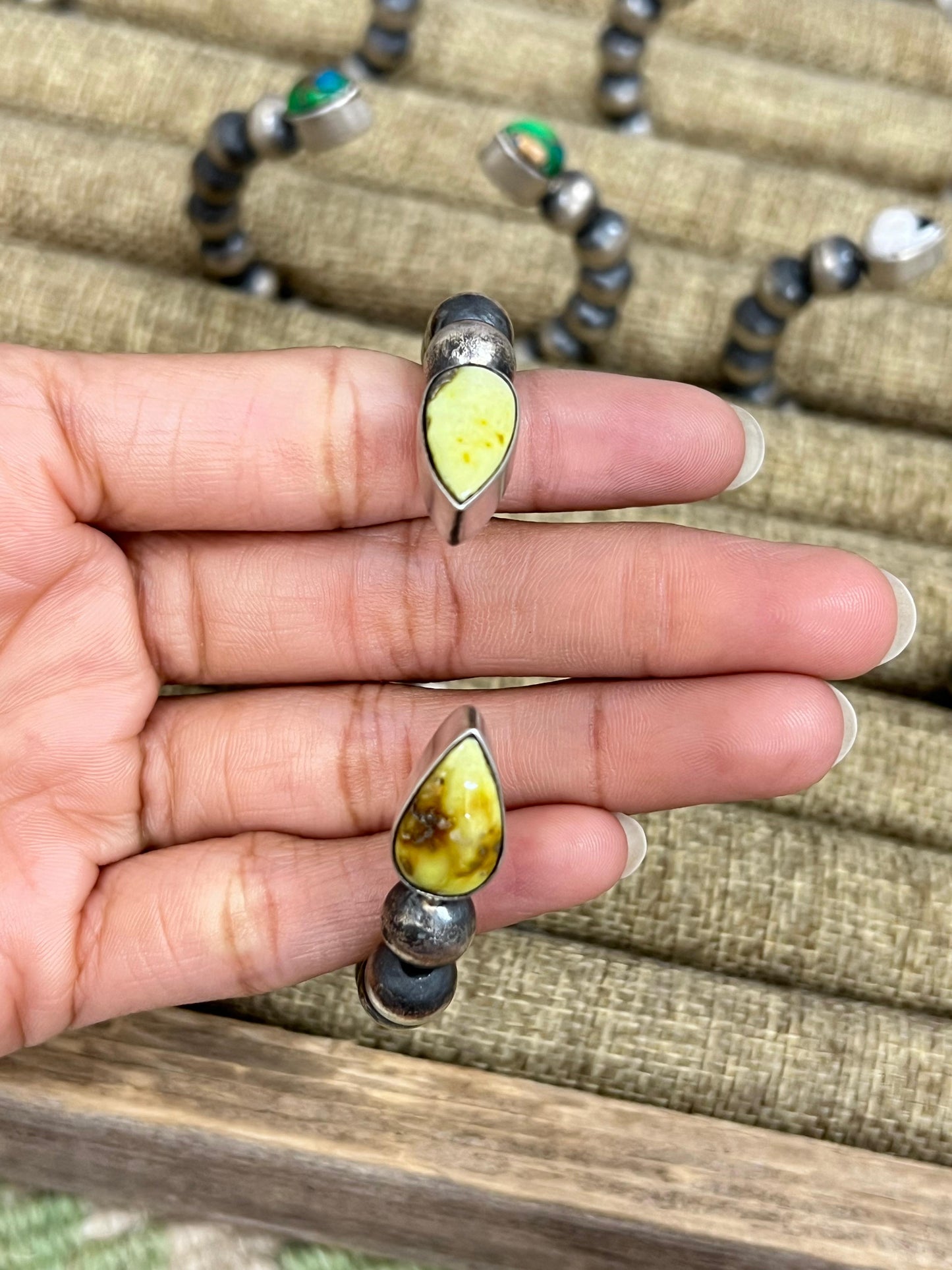 Handmade Sterling Silver Multi Stone Cuff Bracelet, Signed Nizhoni