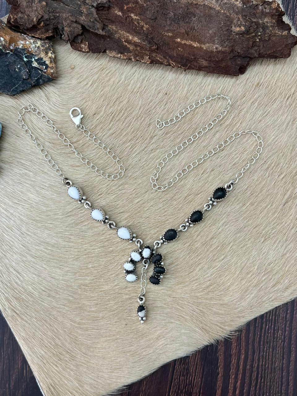 Handmade Sterling Silver White Buffalo Naja Necklace "Signed Nizhoni"