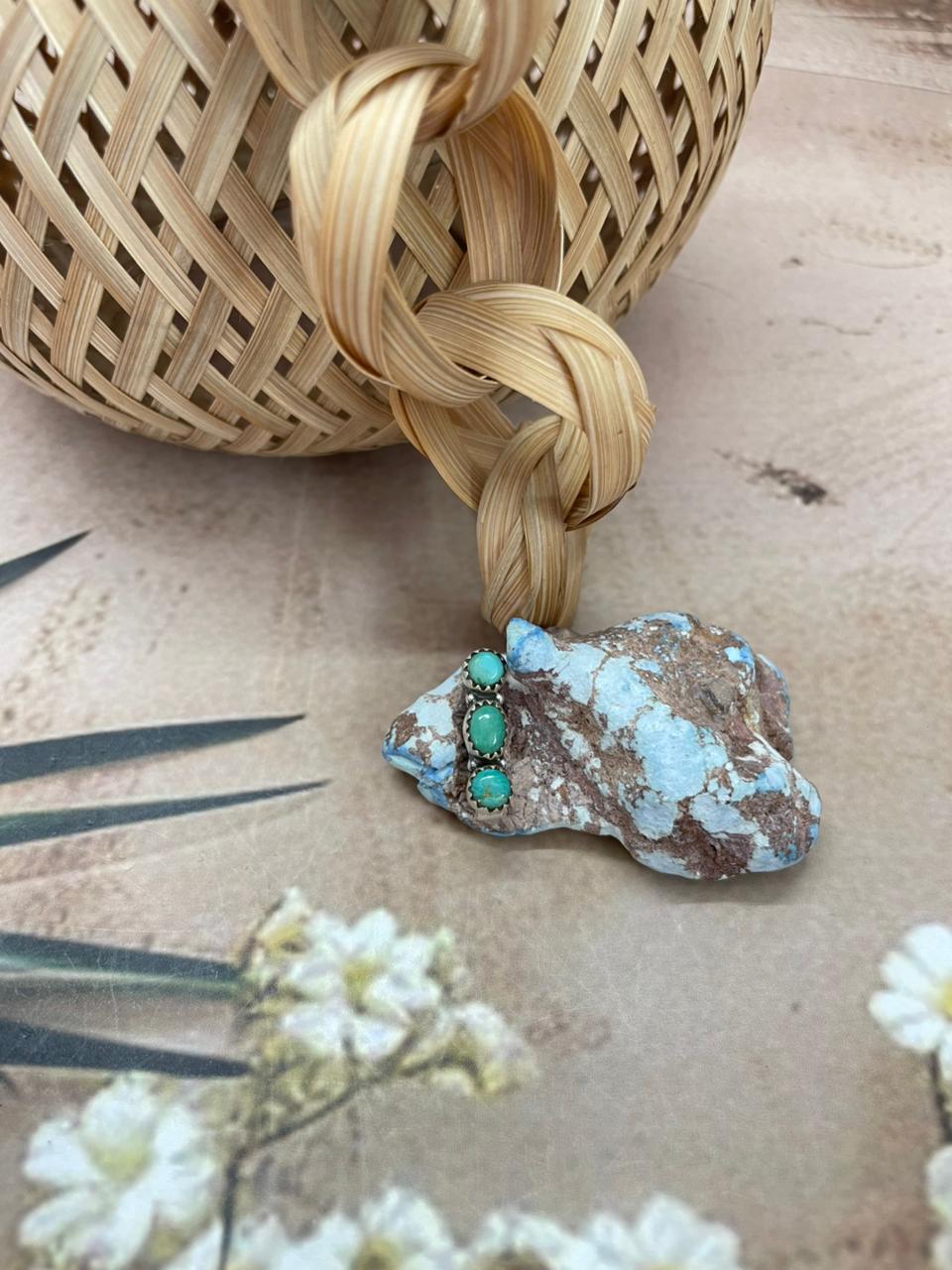 Handmade Sterling Silver Kingman Turquoise Charms with Signed Nizhoni