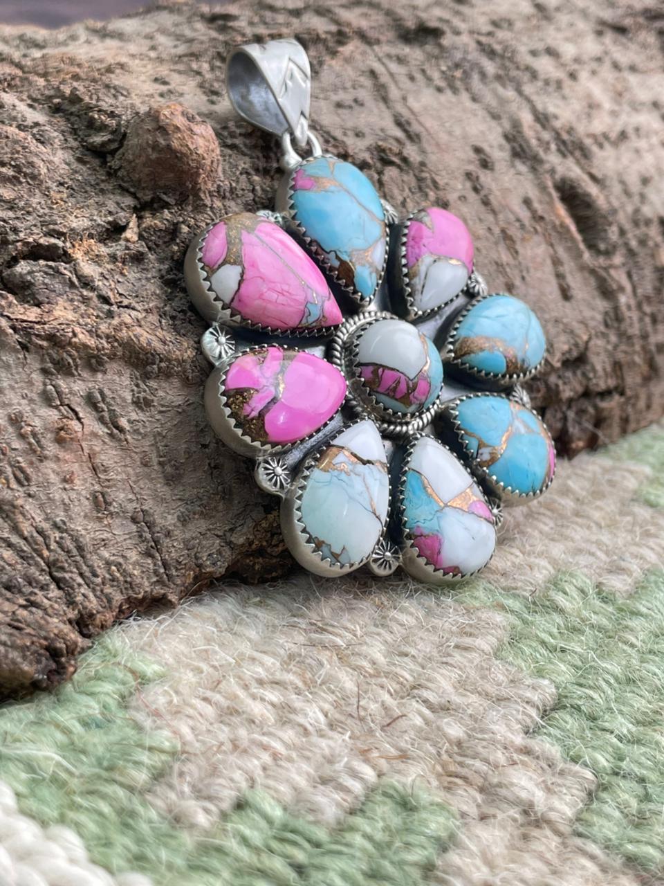 Handmade Sterling Silver Cotton Candy Pendant "Signed Nizhoni"