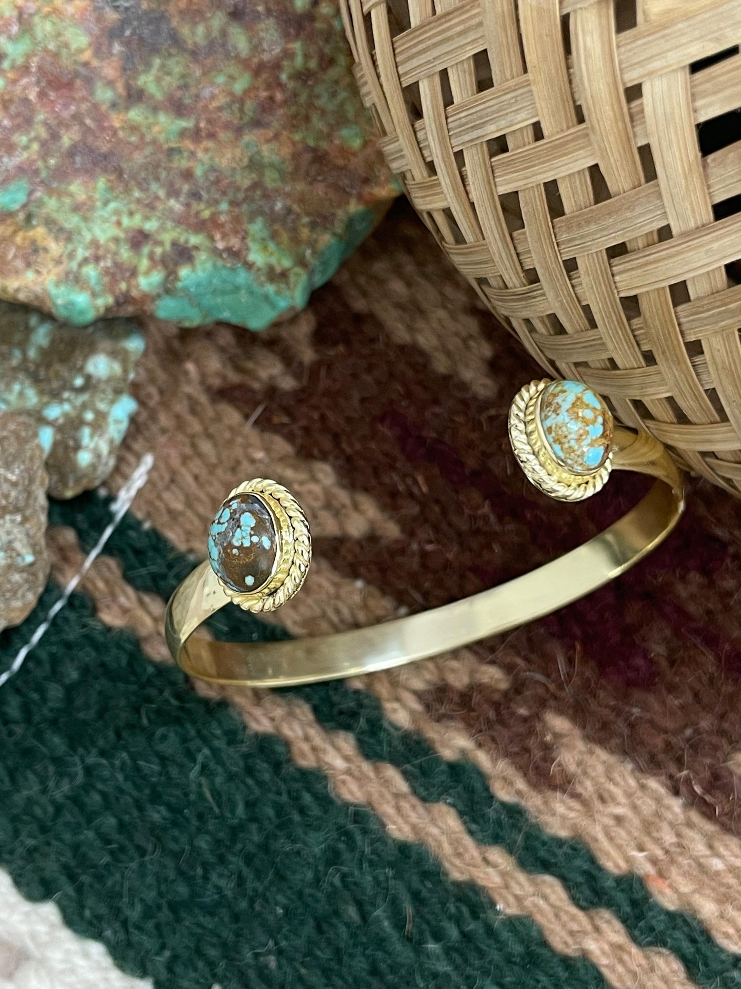 “The Golden Collection” Handmade Natural Gold Plated Number 8 Turquoise Bracelet