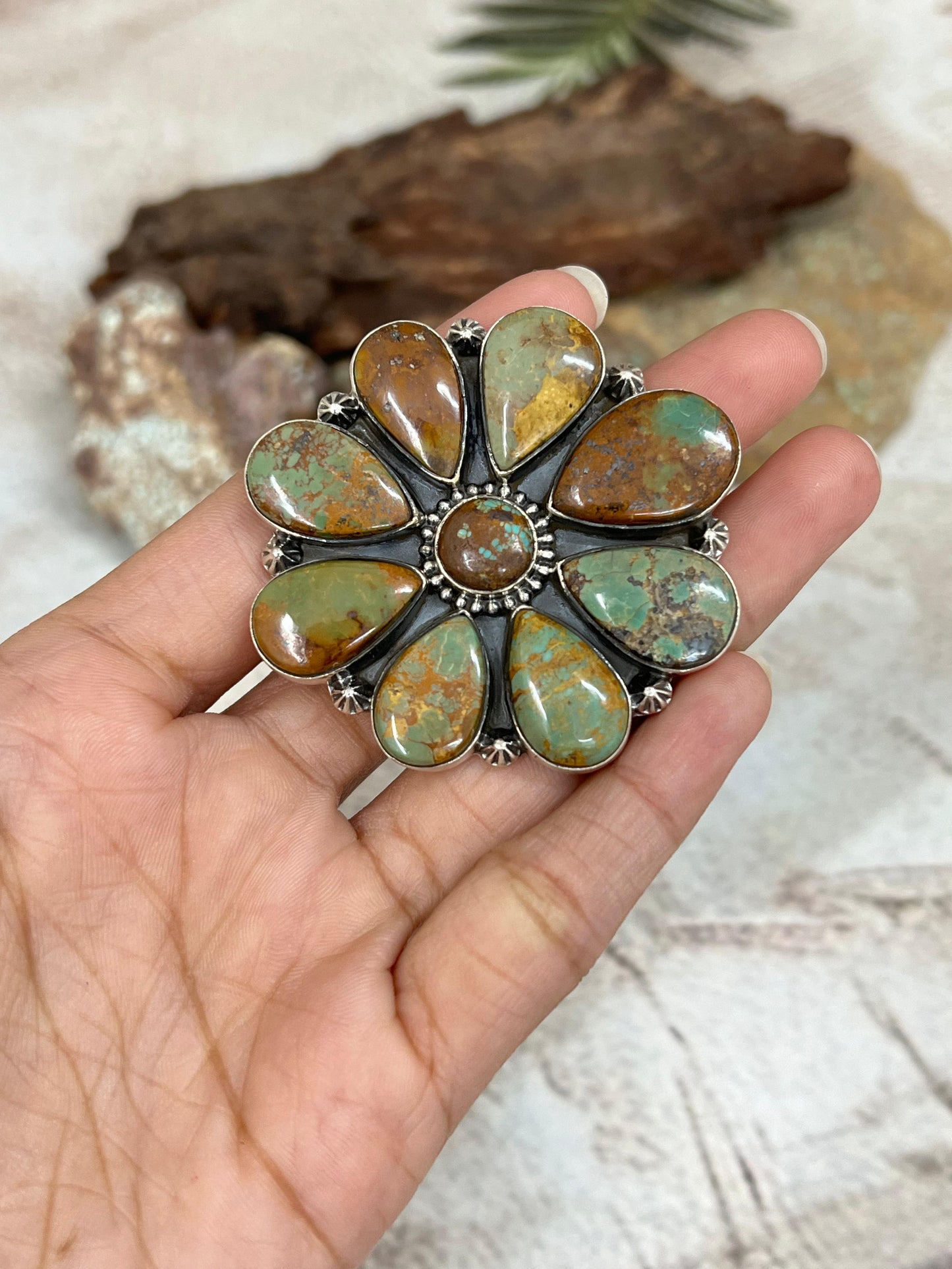Handmade Sterling Silver Old Stock Royston Turquoise Adjustable Ring Signed Nizhoni (9)
