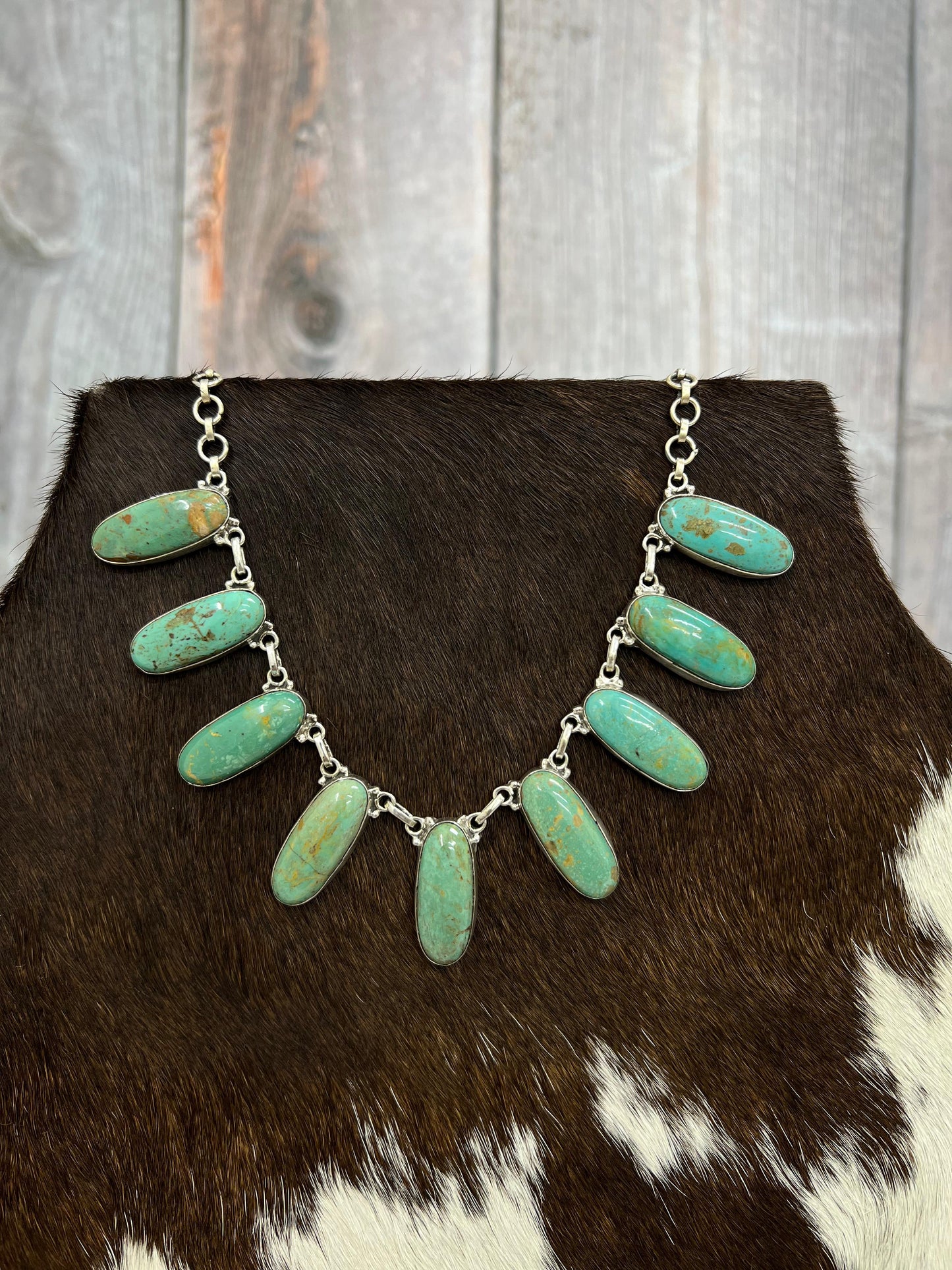 Handmade Sterling Silver Royston Turquoise Choker Necklace with Signed Nizhoni (1)