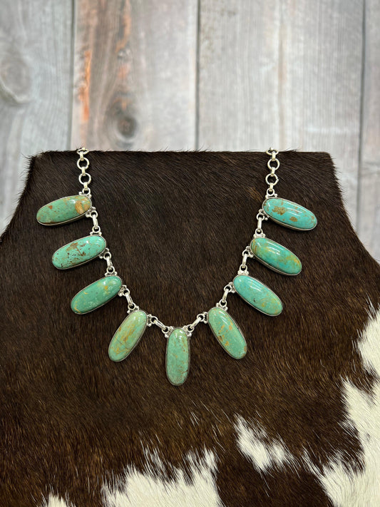 Handmade Sterling Silver Royston Turquoise Choker Necklace with Signed Nizhoni (1)
