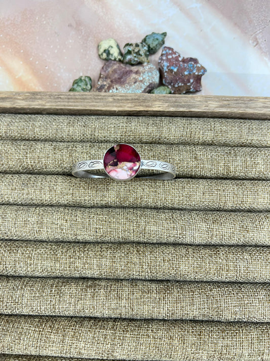 Handmade Sterling Silver Dahlia Rose Cuff Bracelet with Signed Nizhoni