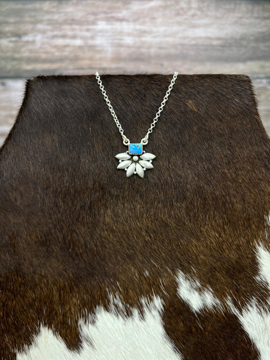 "Ball Collection" Handmade Sterling Silver Golden Hills Turquoise Necklace with Signed Nizhoni