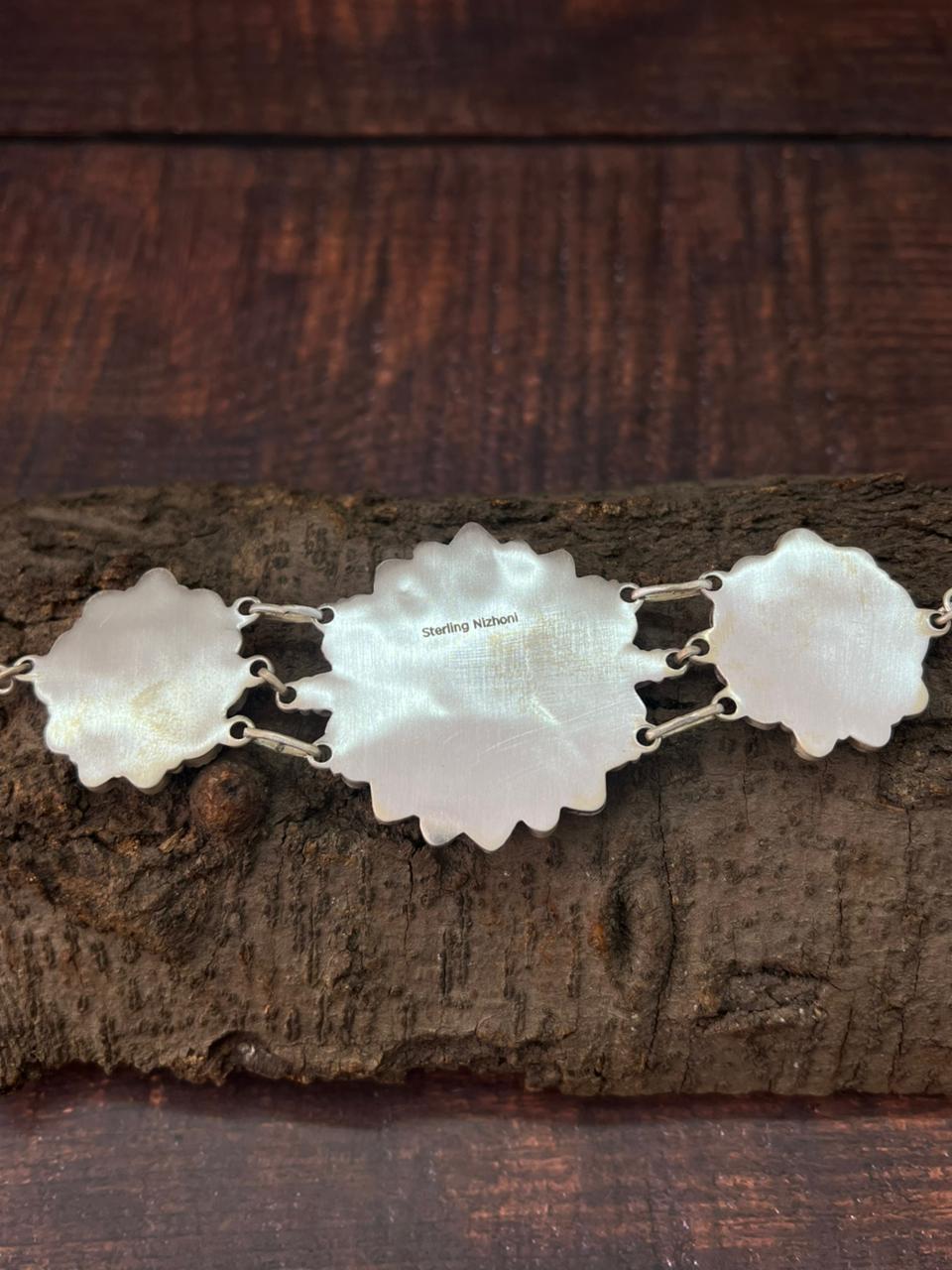 Handmade Sterling Silver Palomino with Golden Hills Turquoise Choker Necklace "Signed Nizhoni"