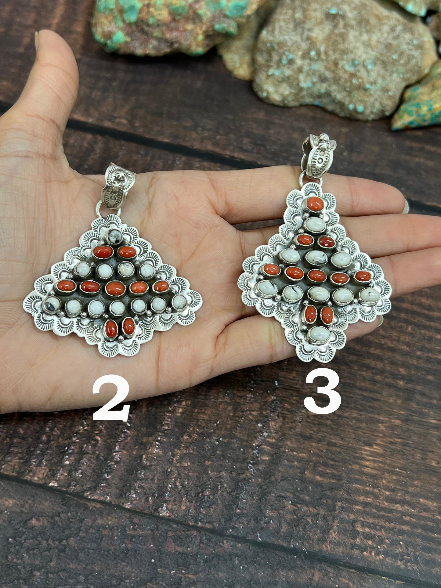 Handmade Sterling Silver Multi Stones Pendant, Signed Nizhoni