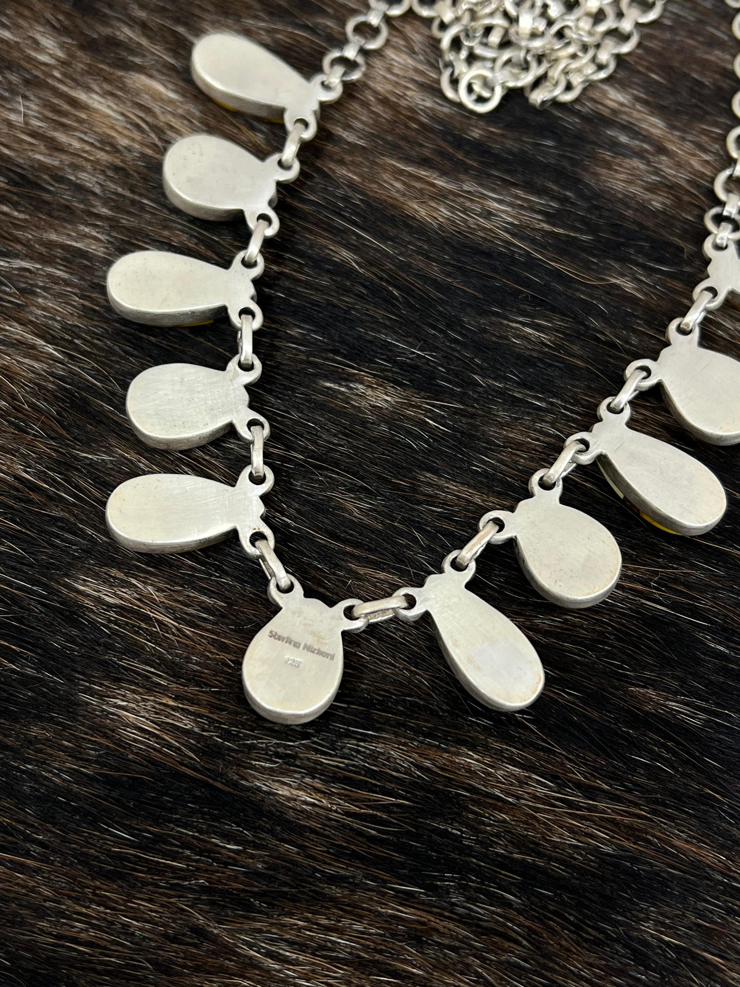 Handmade Sterling Silver Grape Dahlia, Honey Dahlia Necklace with Signed Nizhoni