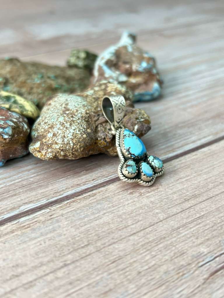 Handmade Sterling Silver Golden Hills Turquoise Pendant "Signed Nizhoni"